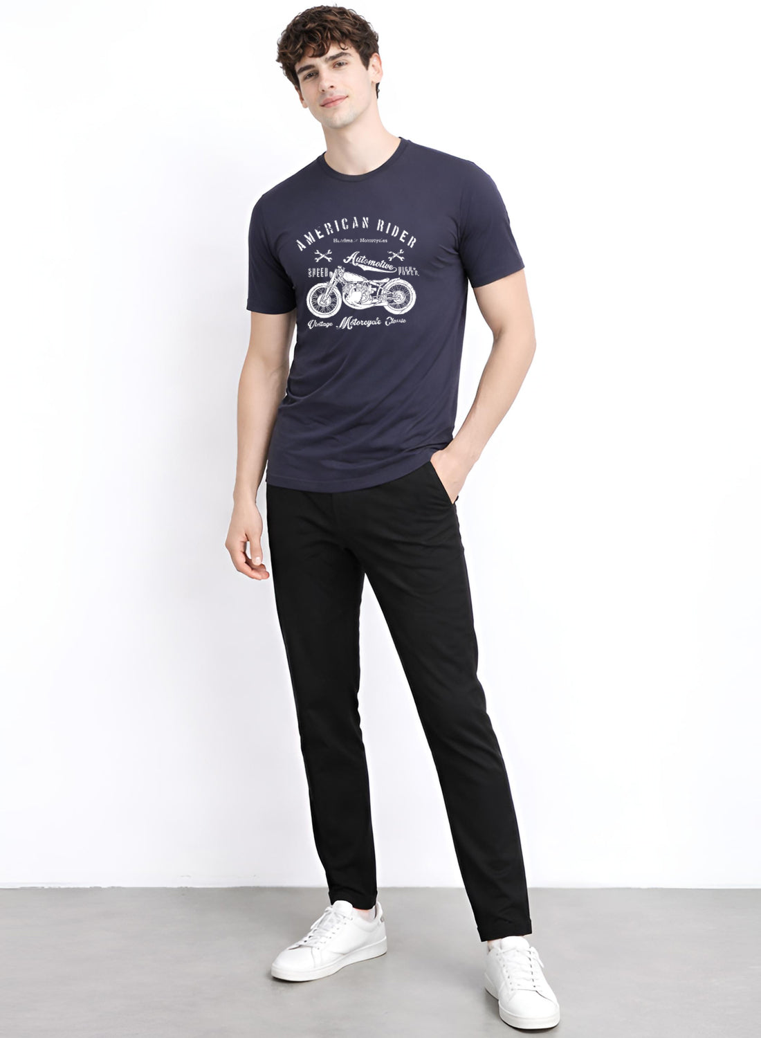 Adro Mens American Rider Printed T-Shirt | 100% Cotton T shirt for Bikers | Stylish Casual Tee Summer Regular Fit Biker Tshirt