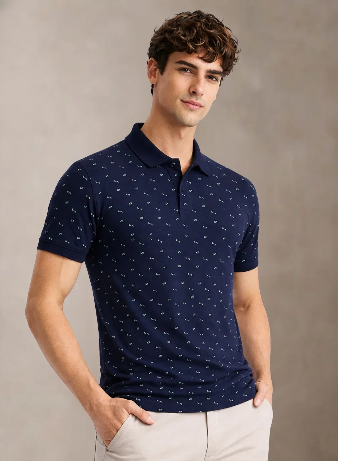 Adro Polo T-Shirt for Men | Allover Printed Polo T Shirt | Cotton Polo Tshirt