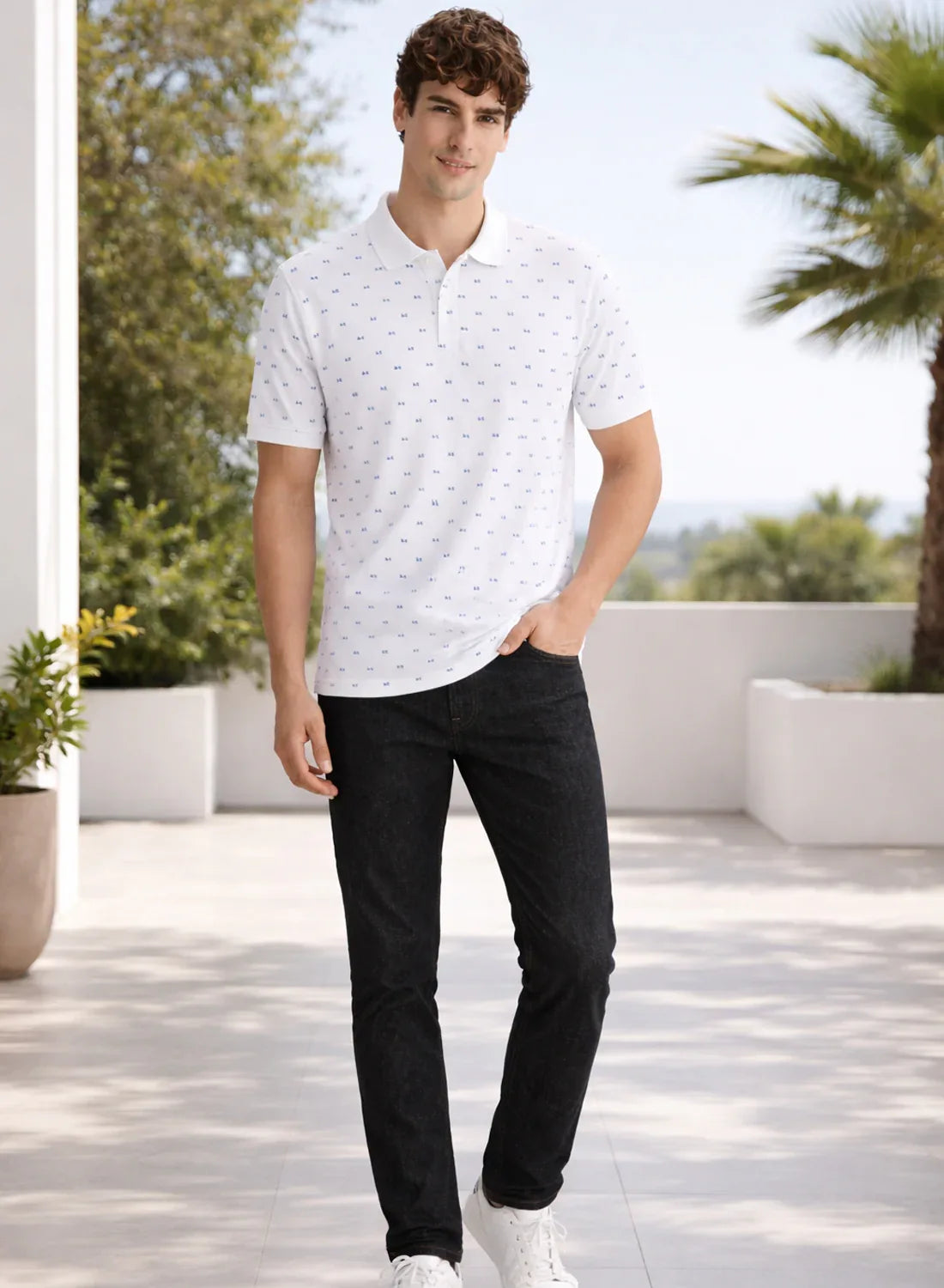 Adro Polo T-Shirt for Men | Allover Printed Polo T Shirt | Cotton Polo Tshirt