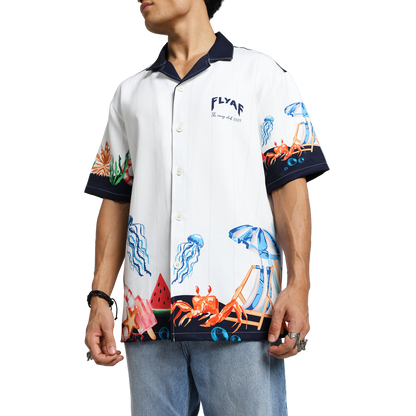Vacay Club Half-Sleeves Printed White Shirt