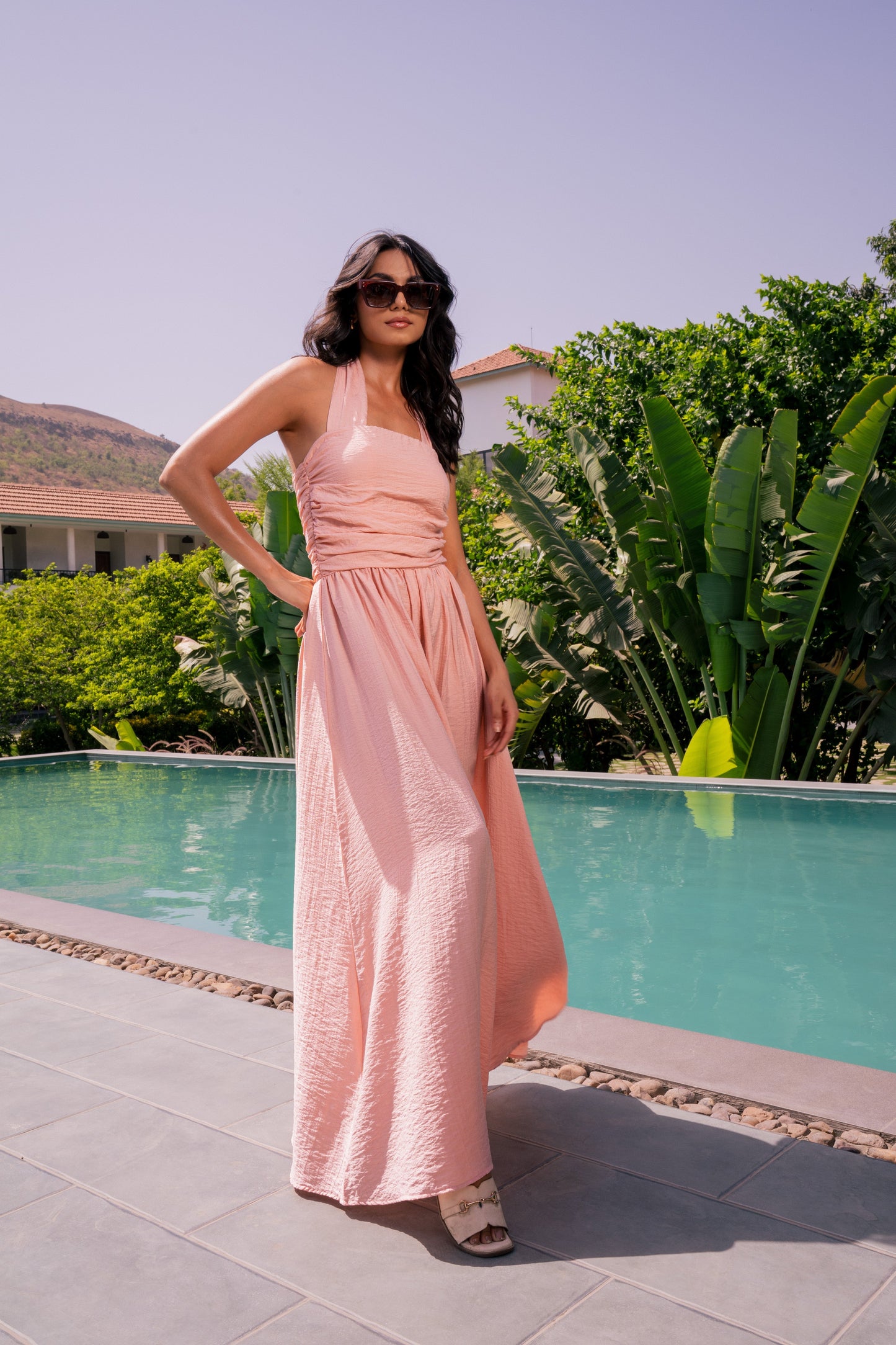 Pleated Halter Maxi