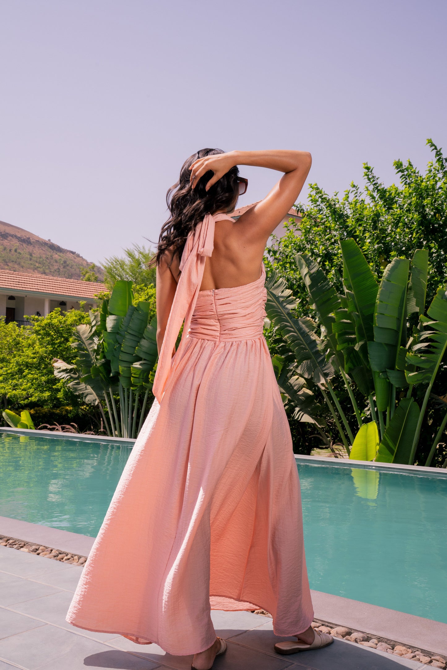 Pleated Halter Maxi