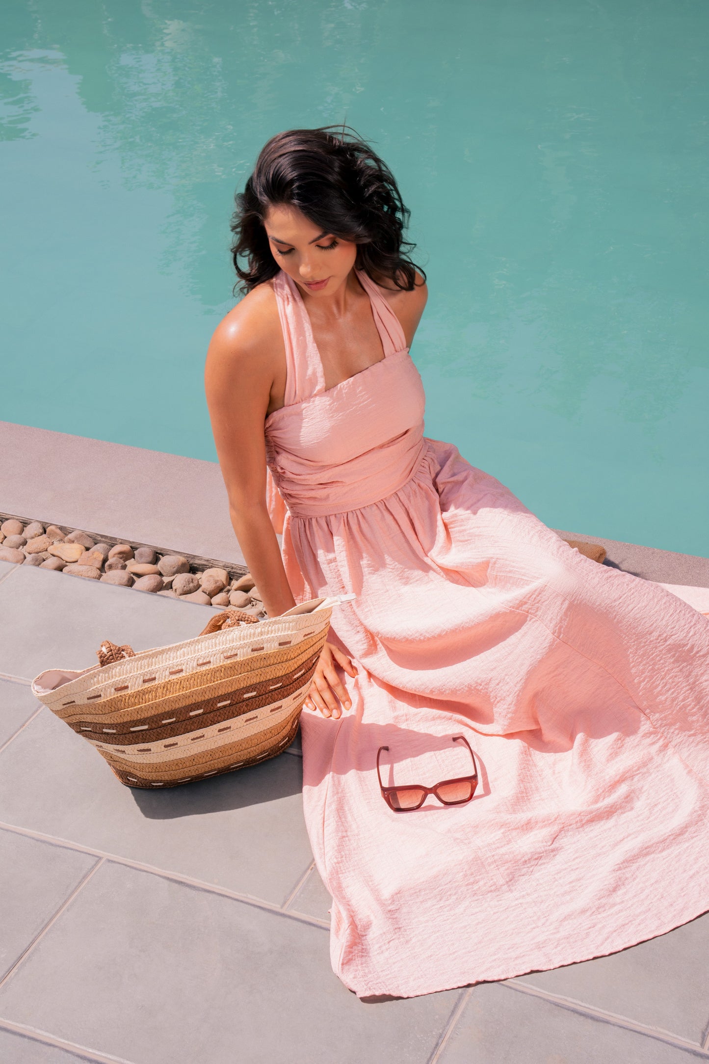 Pleated Halter Maxi