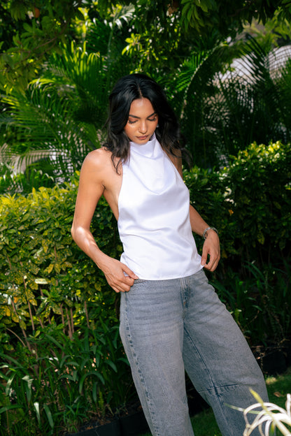 Open-Back Satin Top