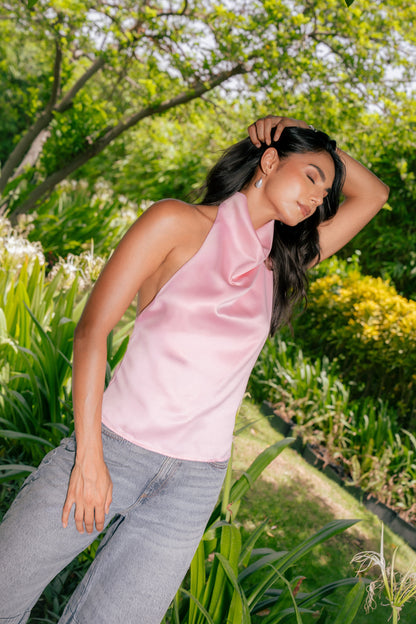 Open-Back Satin Top