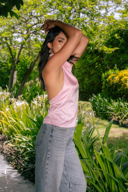 Open-Back Satin Top