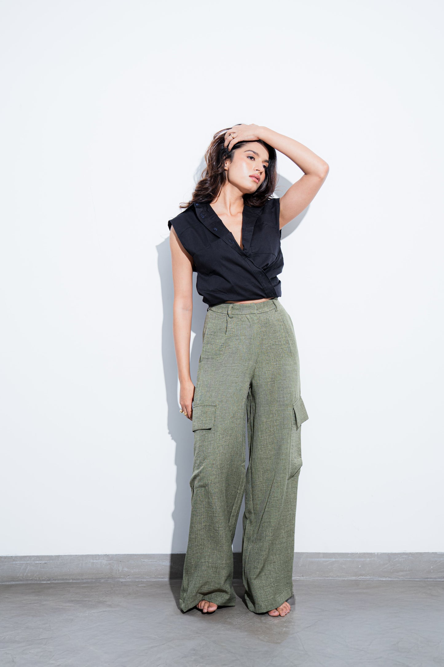 Wide-Leg Cargo Trousers