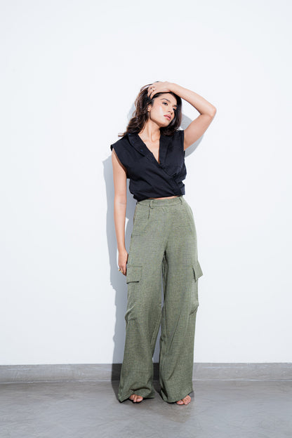 Wide-Leg Cargo Trousers