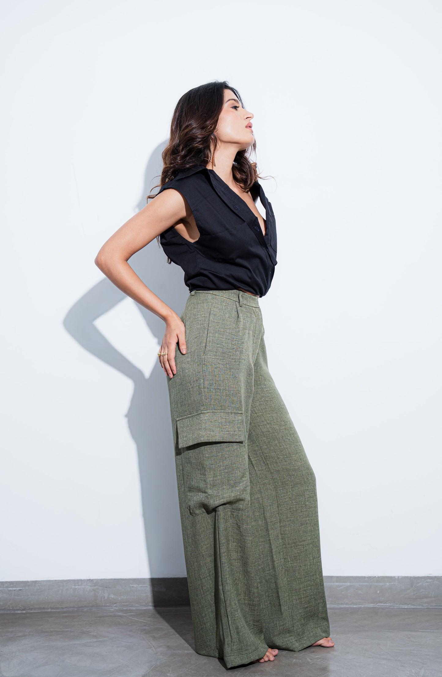 Wide-Leg Cargo Trousers