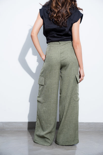 Wide-Leg Cargo Trousers