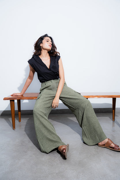 Wide-Leg Cargo Trousers