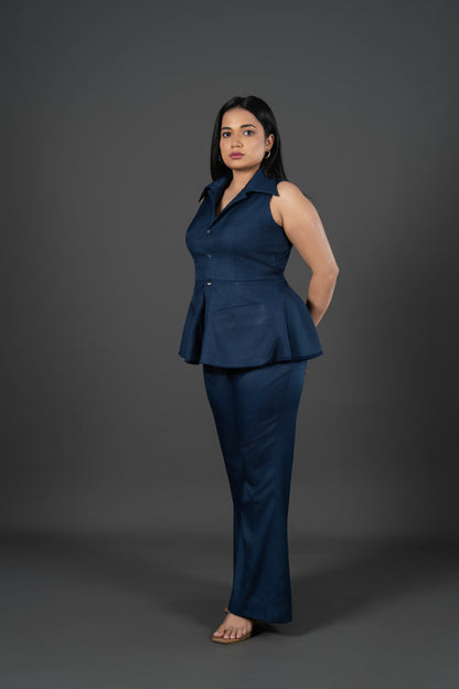 Women's Navy Blue Flared Trousers