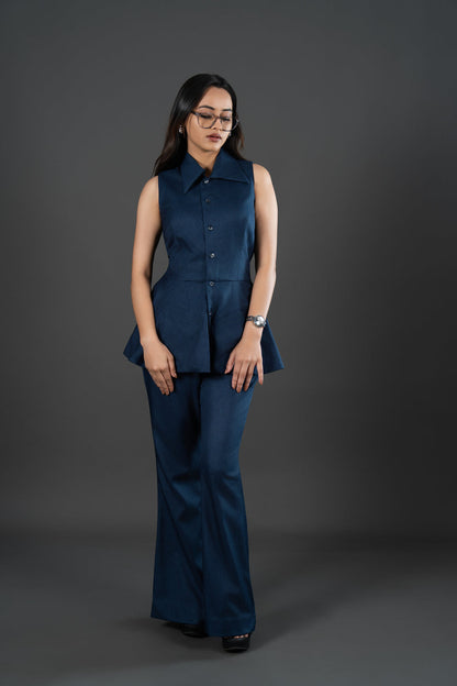 Women's Navy Blue Flared Trousers