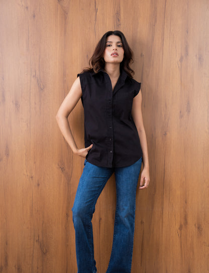 Sleeveless Poplin Shirt