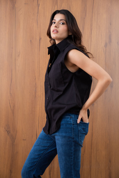 Sleeveless Poplin Shirt