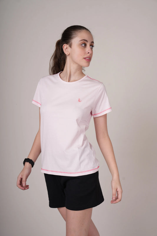 Funny Tales Soft Pink Stylish T-shirt for Workout