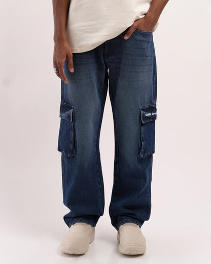 Unisex Six Pocket Ink Blue Denim Main Character