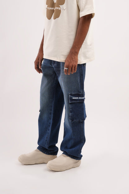 Unisex Six Pocket Ink Blue Denim Main Character
