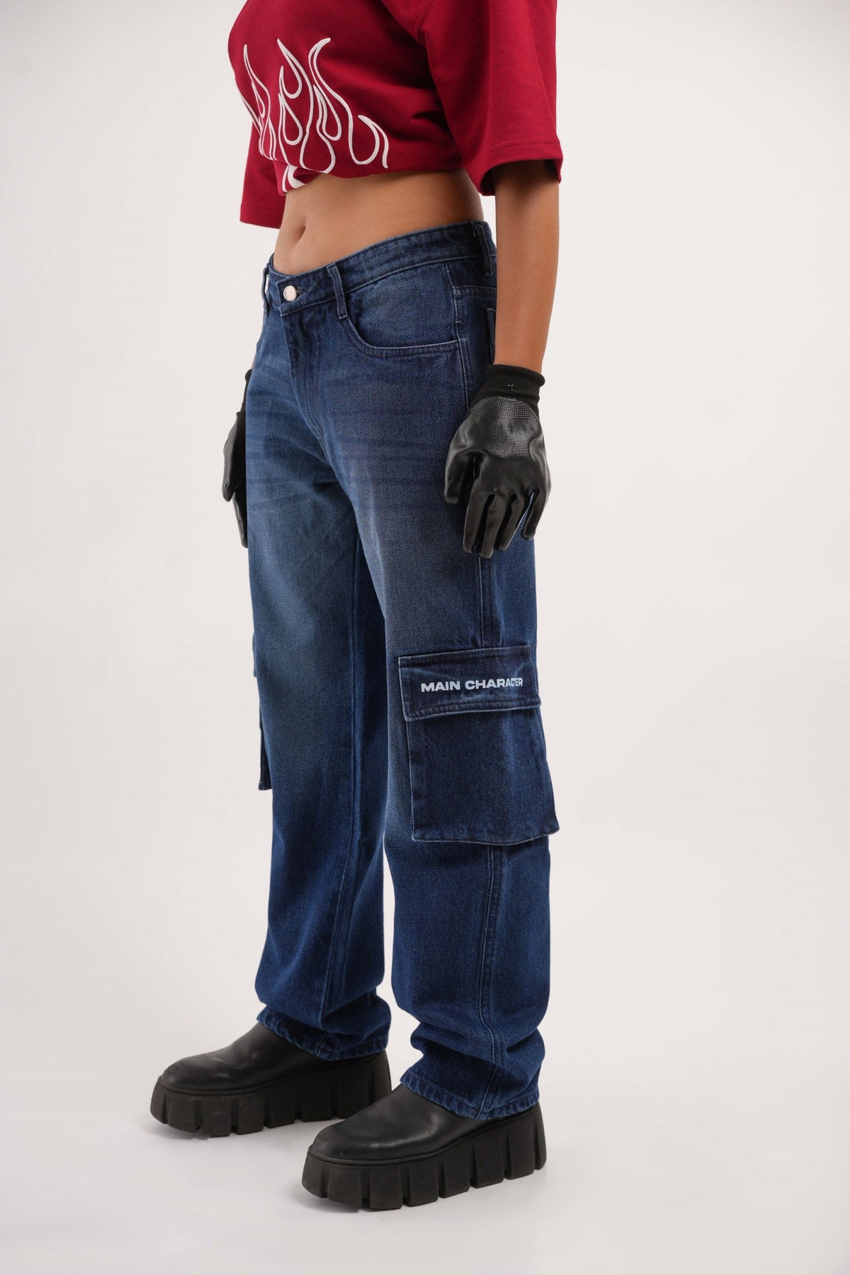 Unisex Six Pocket Ink Blue Denim Main Character