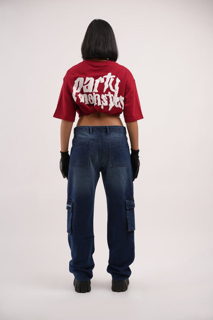 Unisex Six Pocket Ink Blue Denim Main Character
