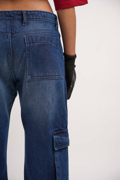 Unisex Six Pocket Ink Blue Denim Main Character