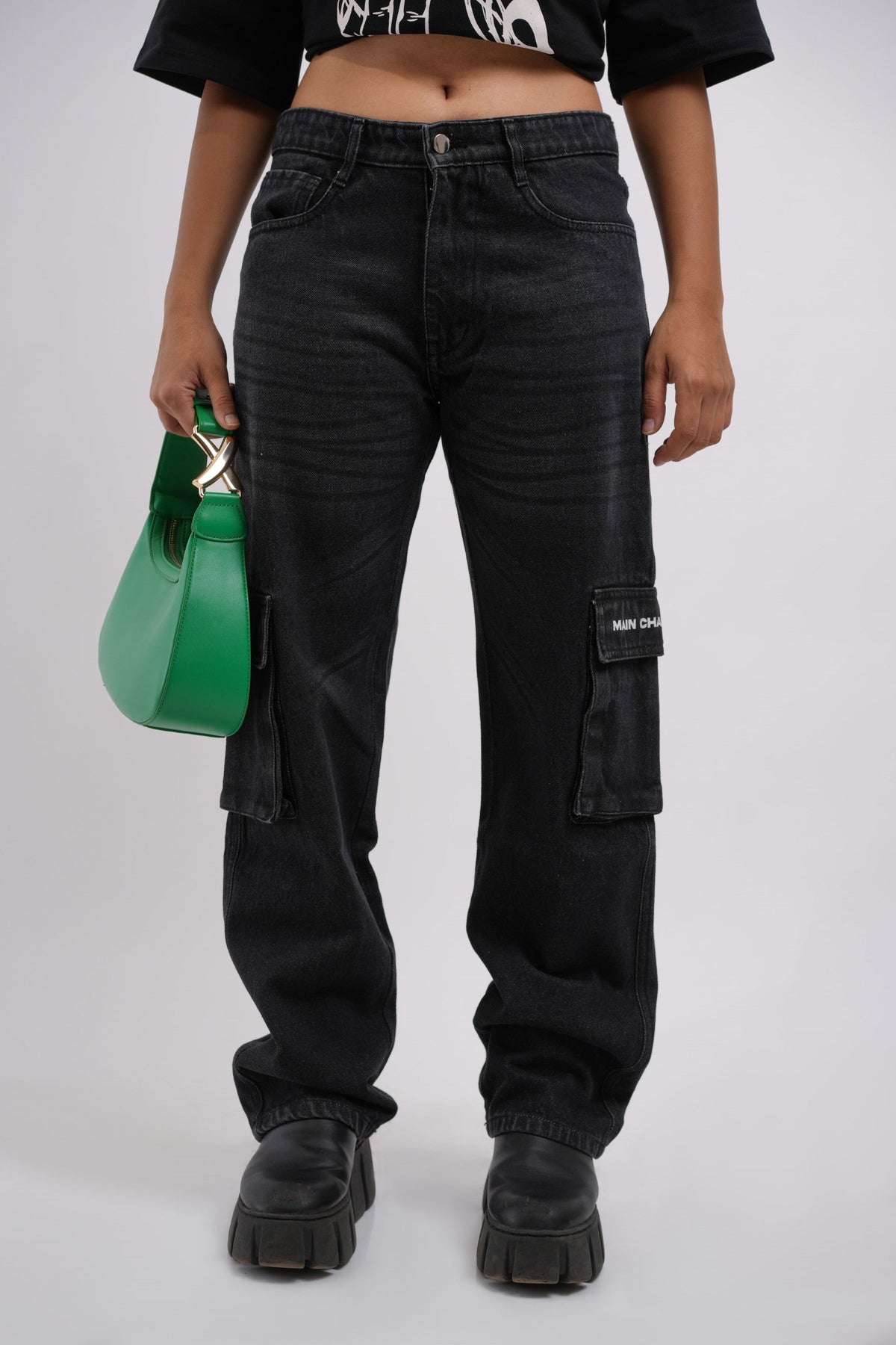 Unisex Six Pocket Muted Black Denim Main Character