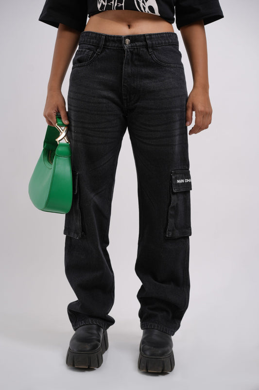 Unisex Six Pocket Muted Black Denim Main Character