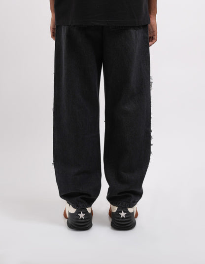 Tract Logo Printed Black Denim Main Character