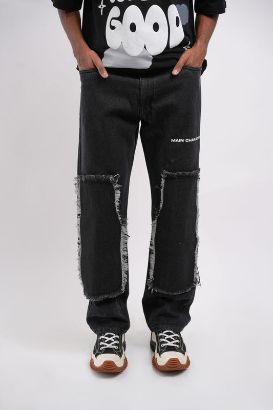 Tract Logo Printed Black Denim