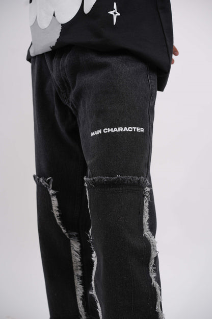 Tract Logo Printed Black Denim Main Character