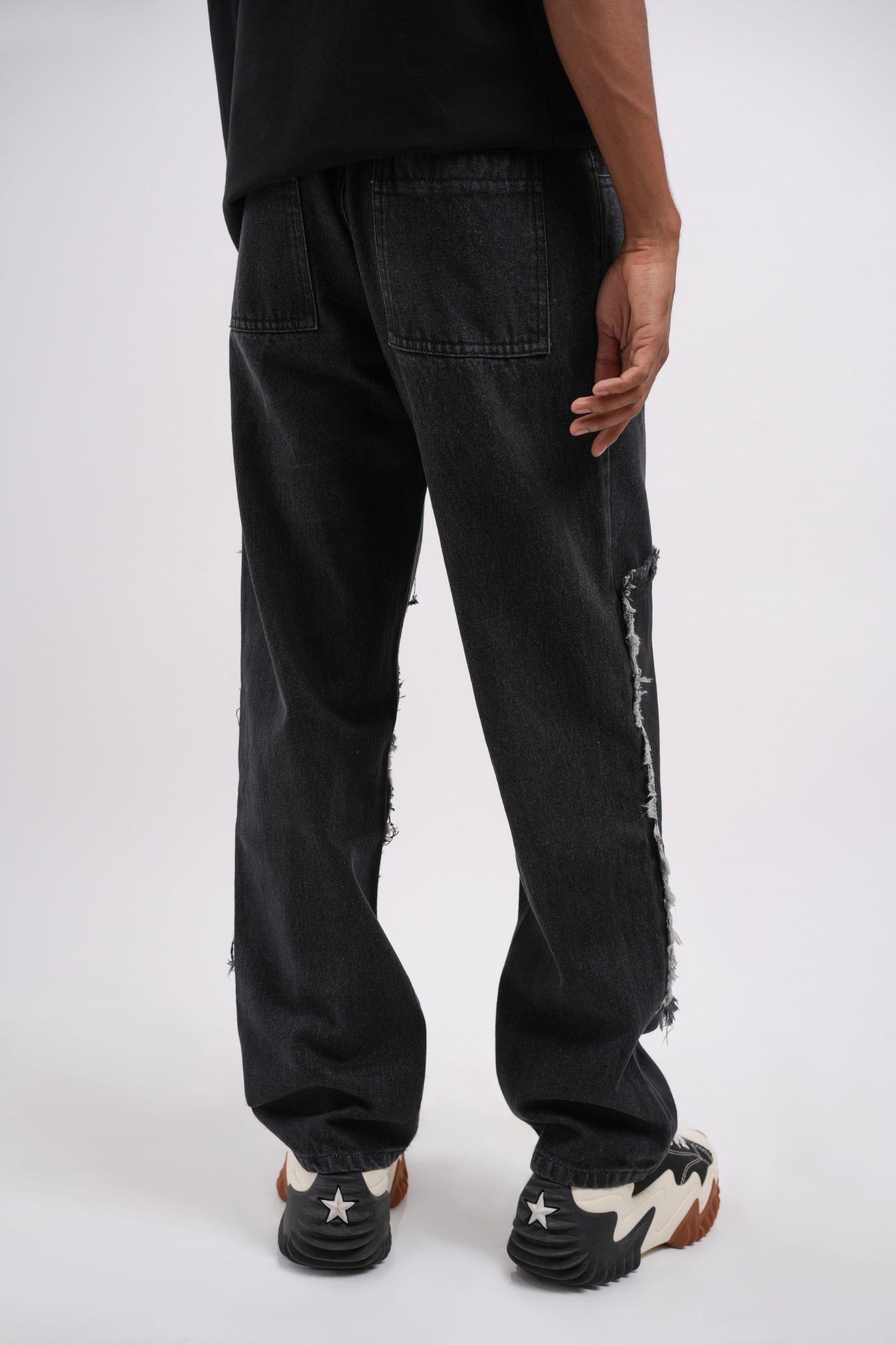 Tract Logo Printed Black Denim Main Character