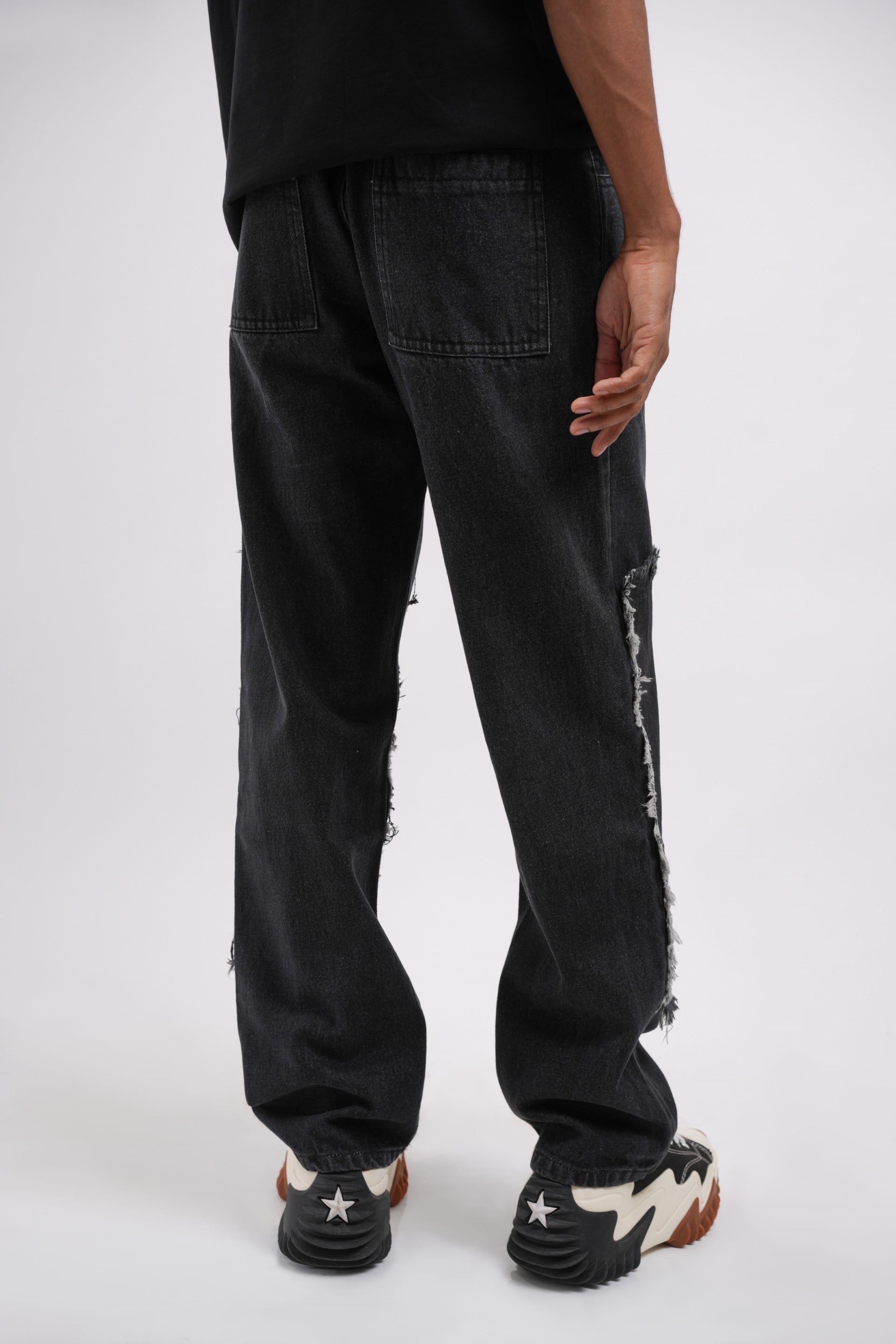 Tract Logo Printed Black Denim Main Character