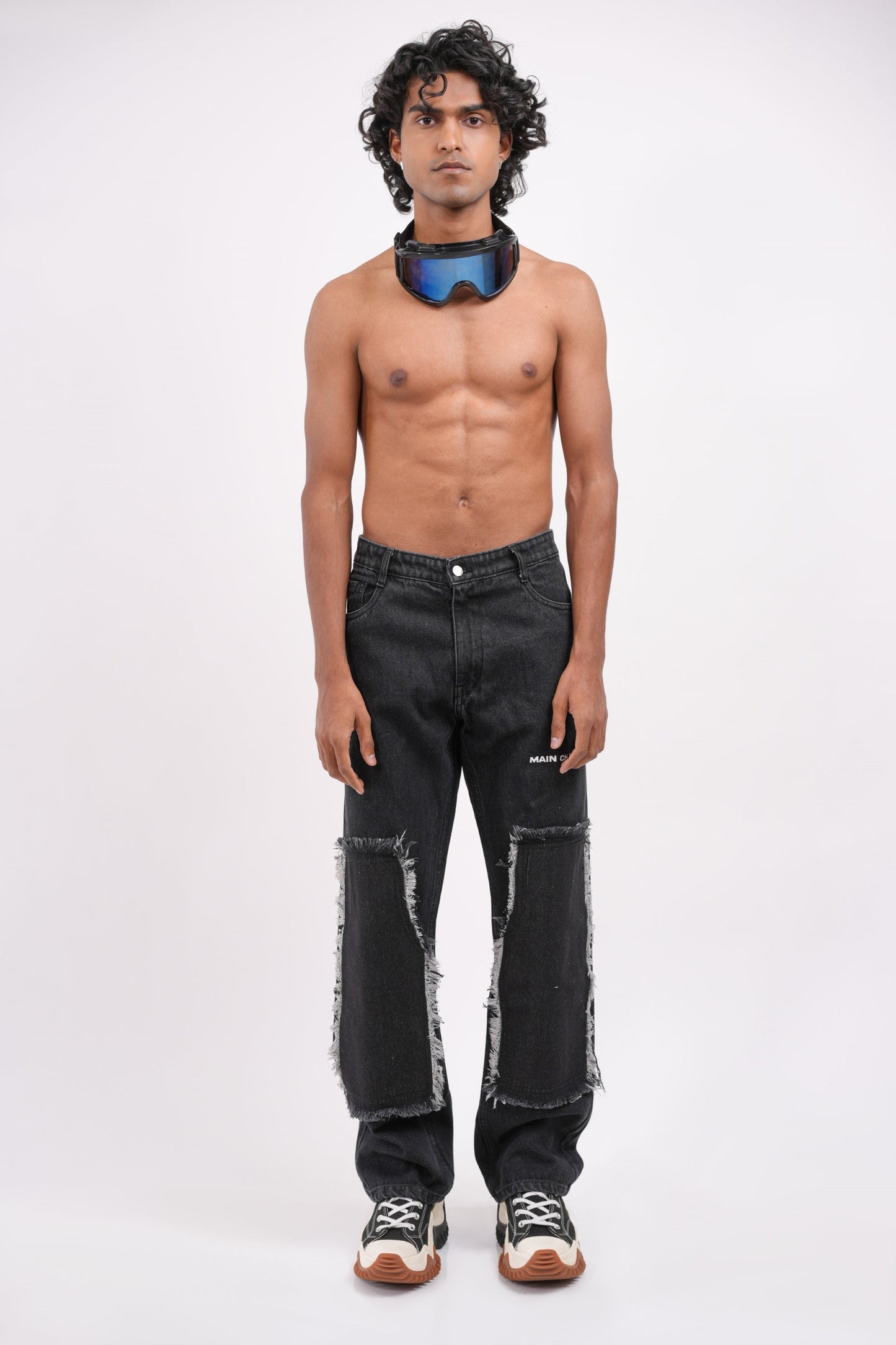Tract Logo Printed Black Denim Main Character