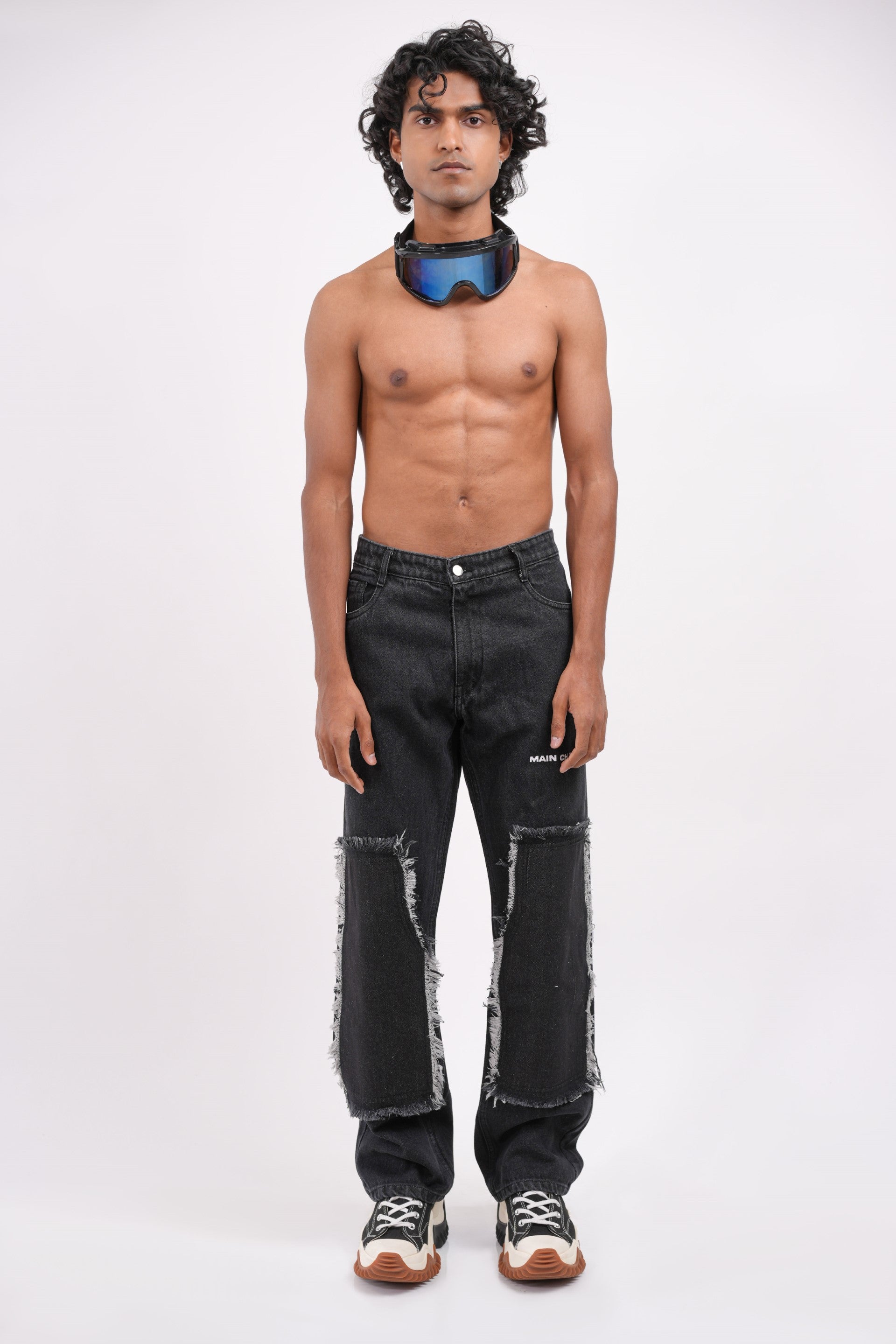 Tract Logo Printed Black Denim Main Character