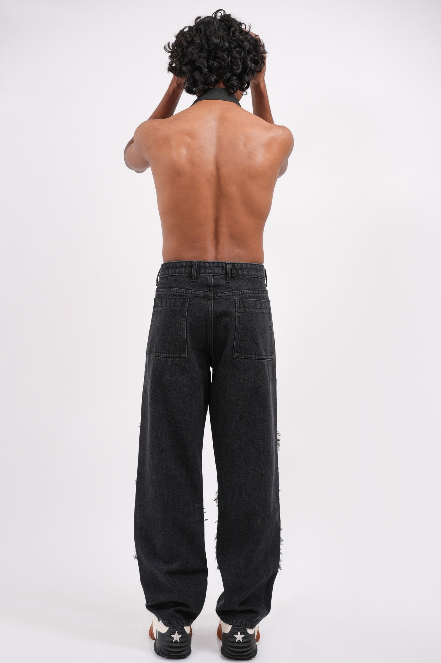 Tract Logo Printed Black Denim Main Character