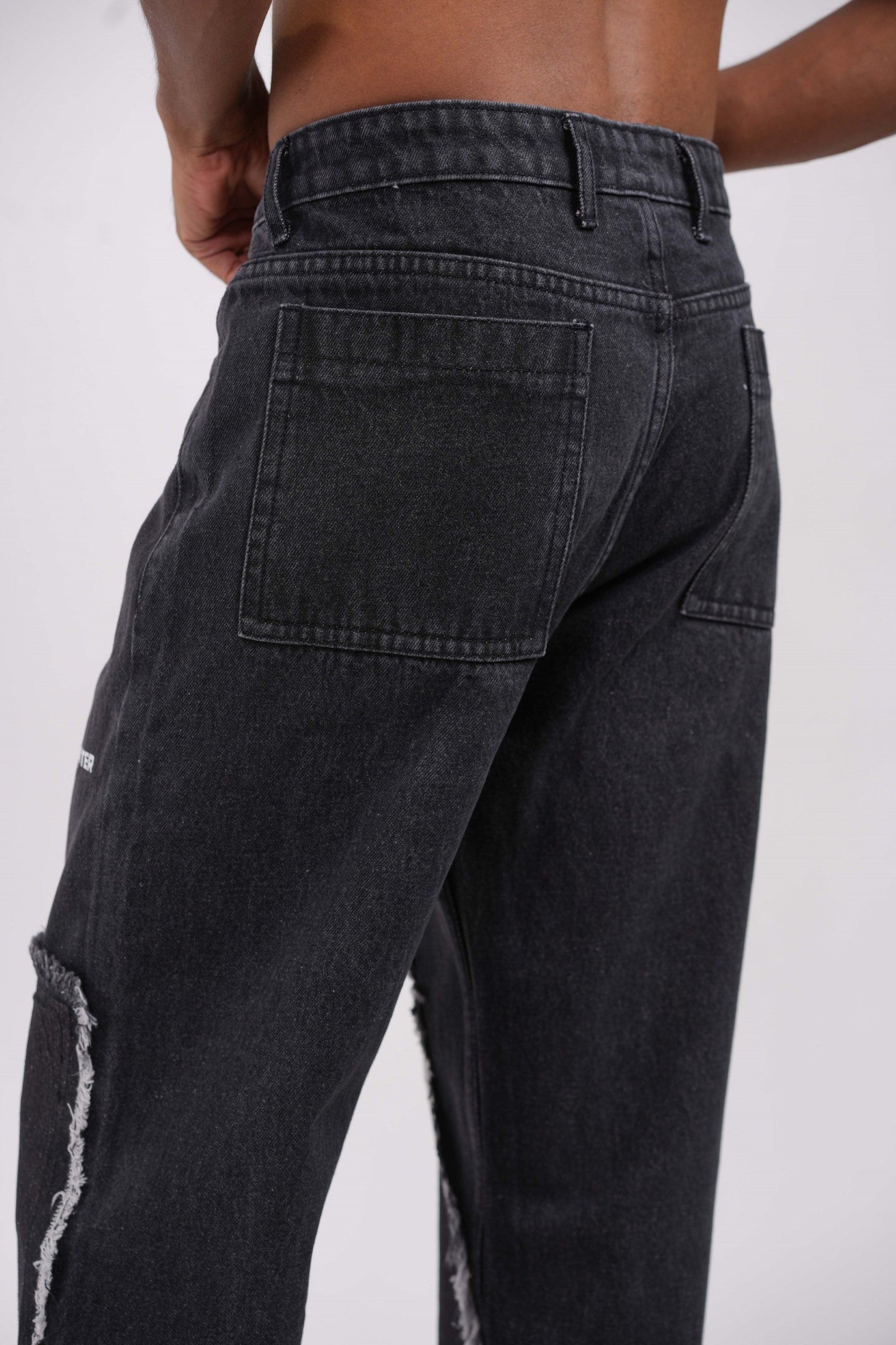 Tract Logo Printed Black Denim Main Character