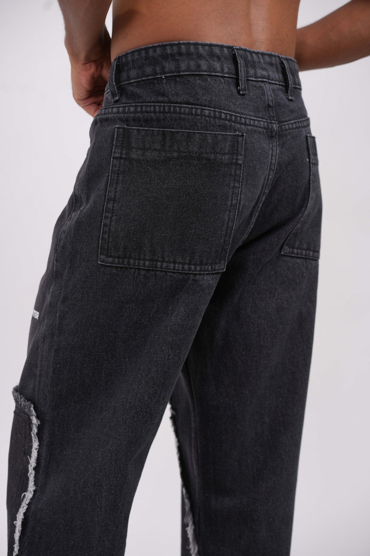 Tract Logo Printed Black Denim Main Character
