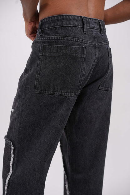 Tract Logo Printed Black Denim Main Character
