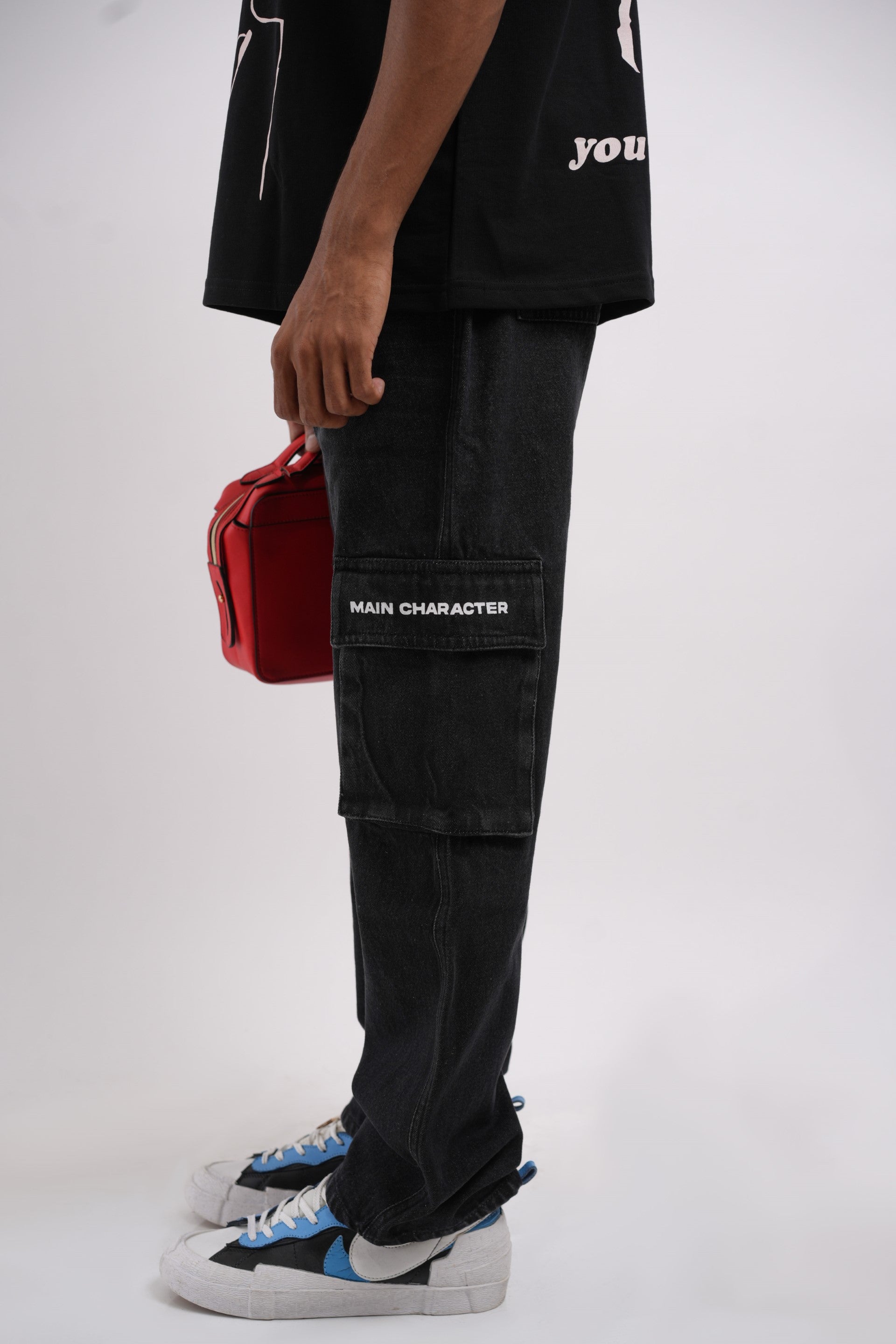 Unisex Six Pocket Muted Black Denim Main Character