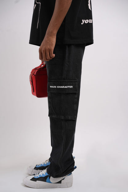 Unisex Six Pocket Muted Black Denim Main Character