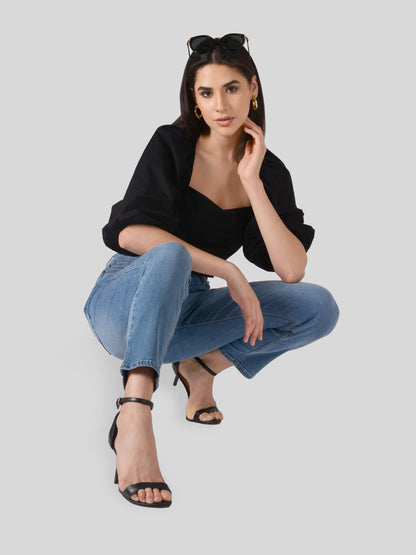 Straight Fit Demin Jeans For ladies