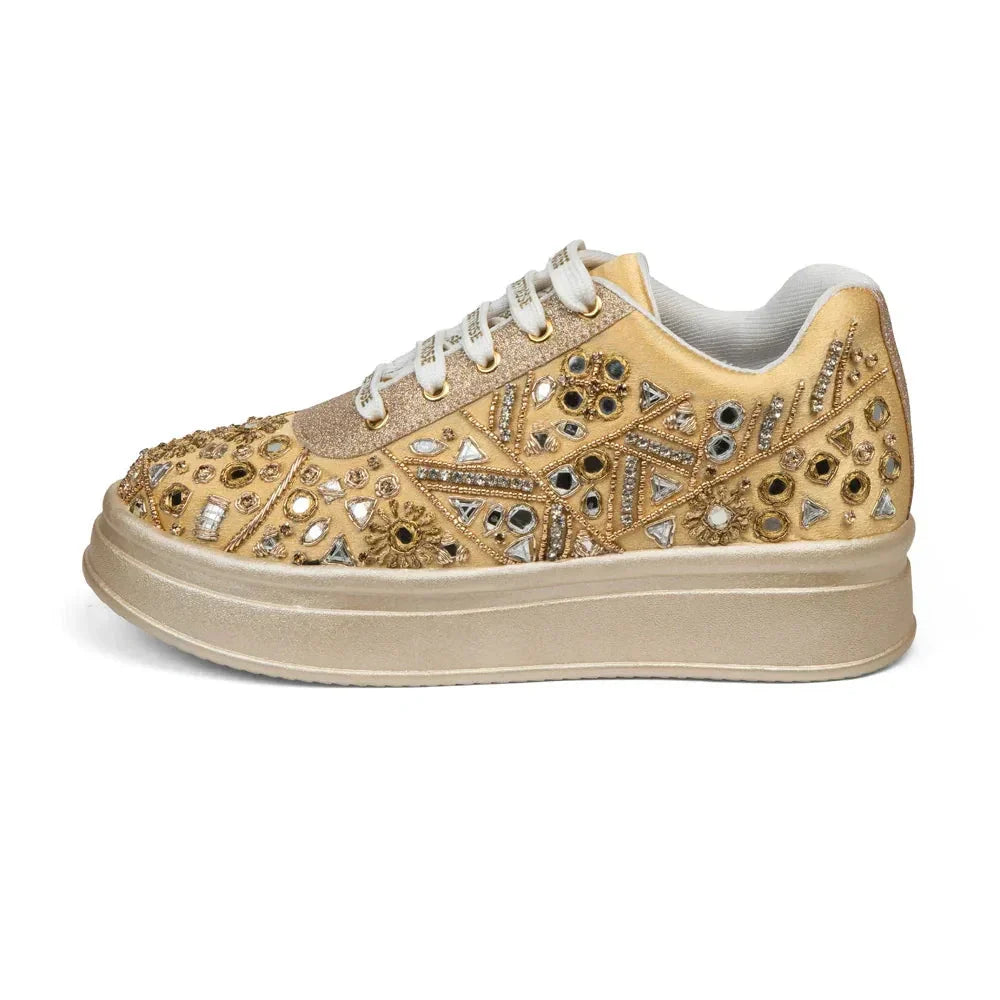 The Cassiana Luxury Gilded Prism Embellished Trainer Rettrose