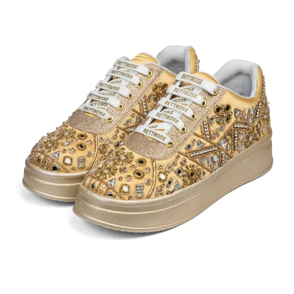The Cassiana Luxury Gilded Prism Embellished Trainer Rettrose