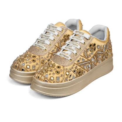 The Cassiana Luxury Gilded Prism Embellished Trainer Rettrose