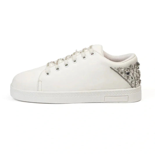 The Lexi White Luxury Embellished Trainer Rettrose