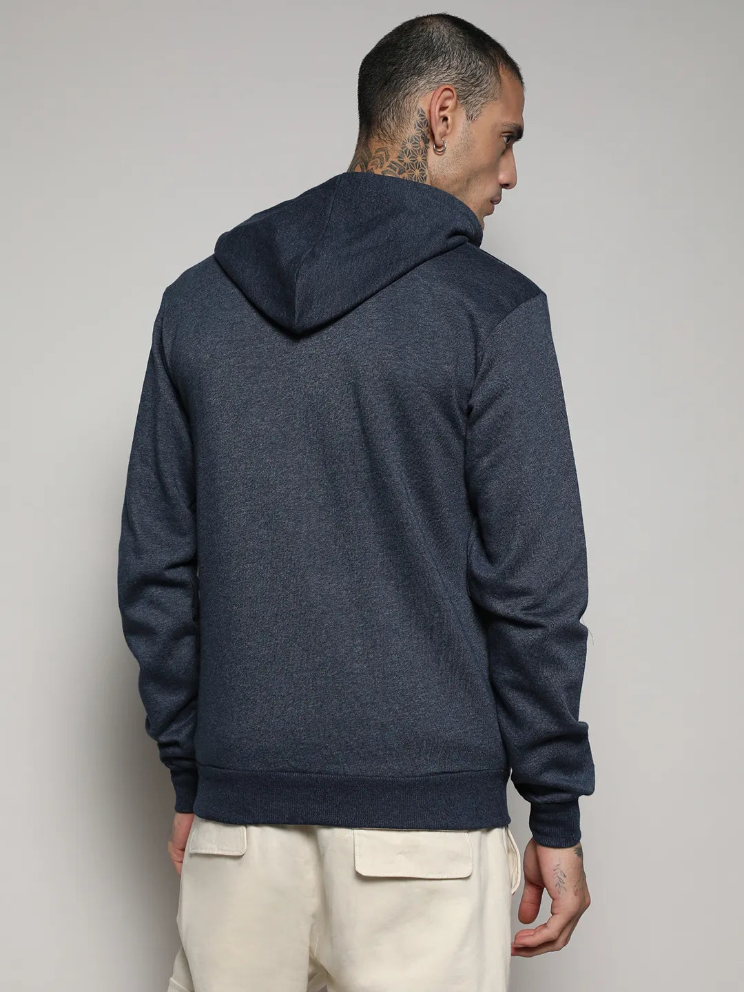 Zip-Front Hoodie With Contrast Drawstring