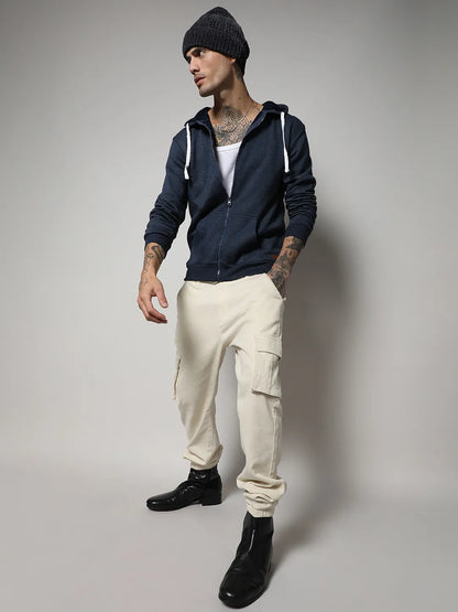 Zip-Front Hoodie With Contrast Drawstring