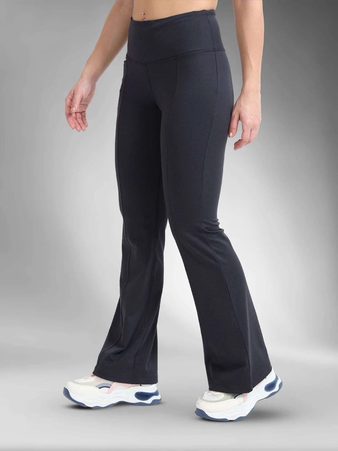High Waist All Day Flare Pant Regular-Dark Grey Heather