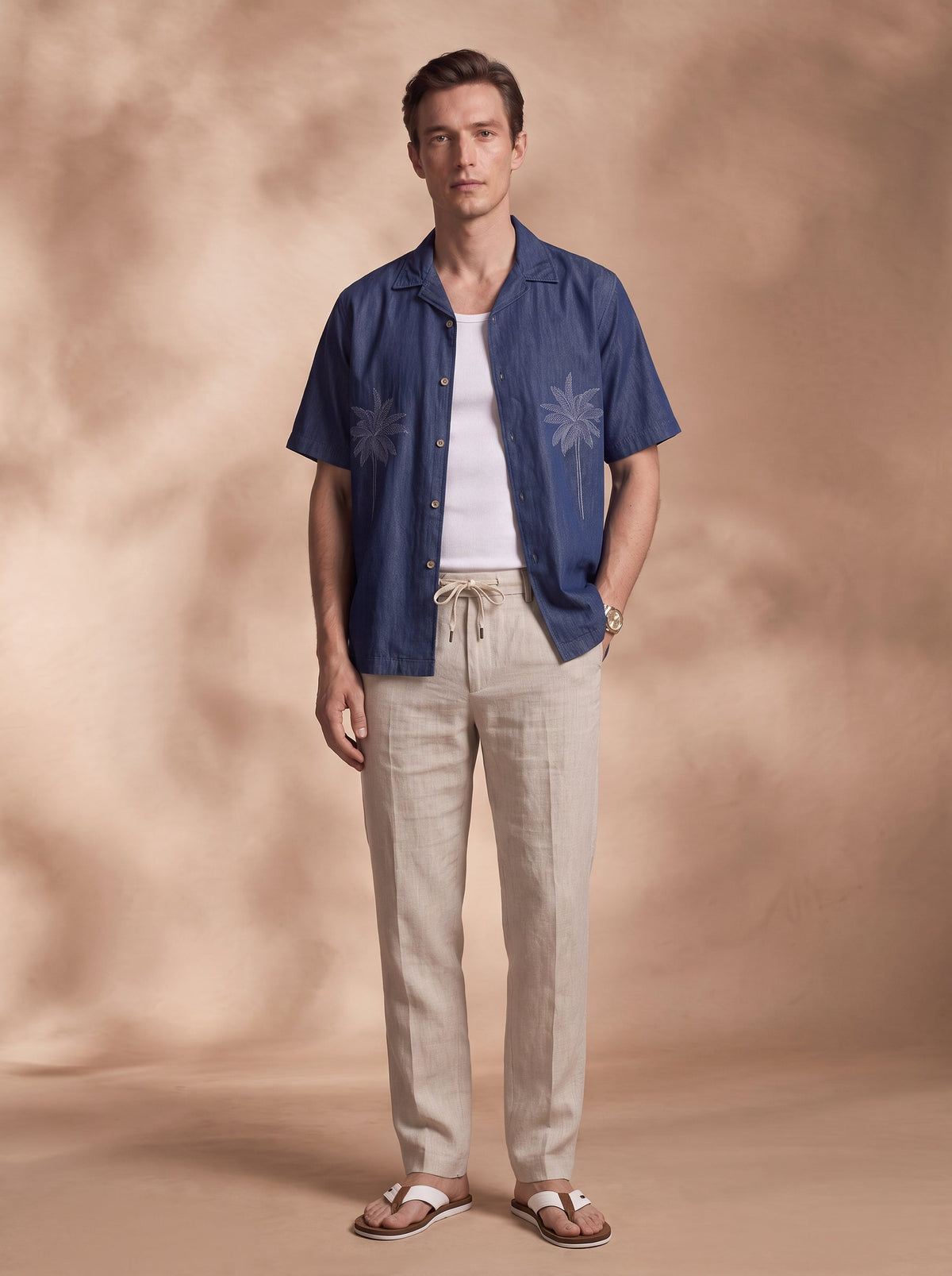 Boxy Fit Denim Navy Blue Casual Shirt for Men (DRAWT)
