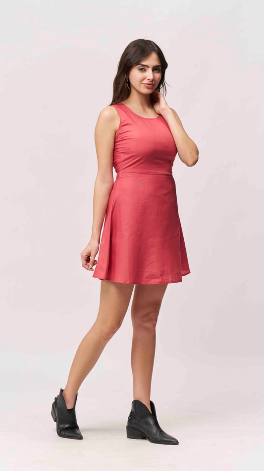 Cotton Backless Mini Dress